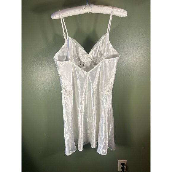 90’s Victorias Secret L Ivory Satin Lace Chemise VTG Silky Ballerina Slip Dress - Picture 2 of 10